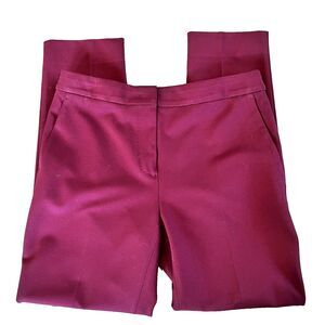 Max Mara Burgundy Red Dress Pants Flat Front Tapered Leg Office Work Career 8